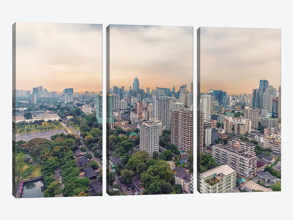 Evening In Bangkok by Manjik Pictures 3-piece Canvas Wall Art