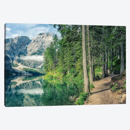 Morning In Braies Canvas Print #EMN1208} by Manjik Pictures Canvas Wall Art