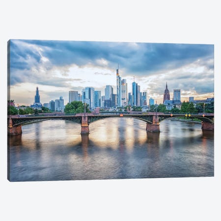 Frankfurt In The Evening Canvas Print #EMN1210} by Manjik Pictures Canvas Art Print