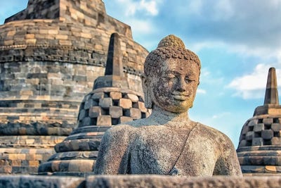 Borobudur Buddha Statue by Manjik Pictures canvas print