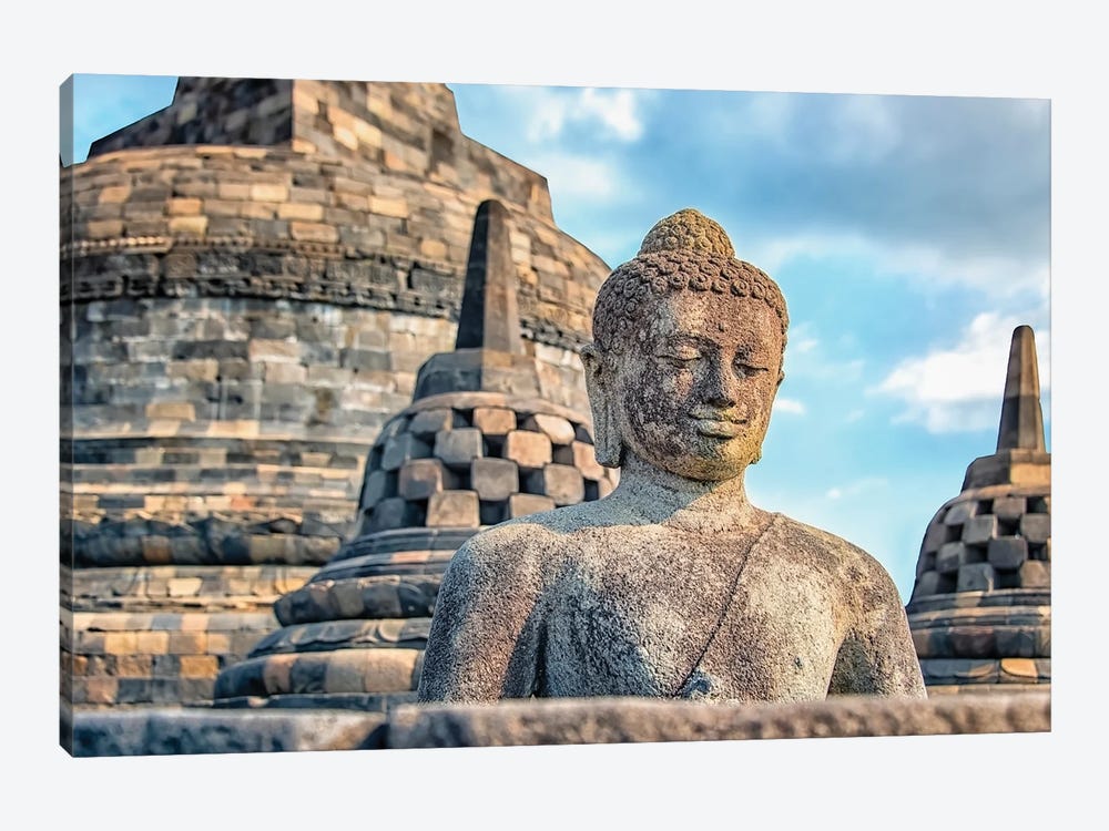 Borobudur Buddha Statue by Manjik Pictures 1-piece Canvas Print