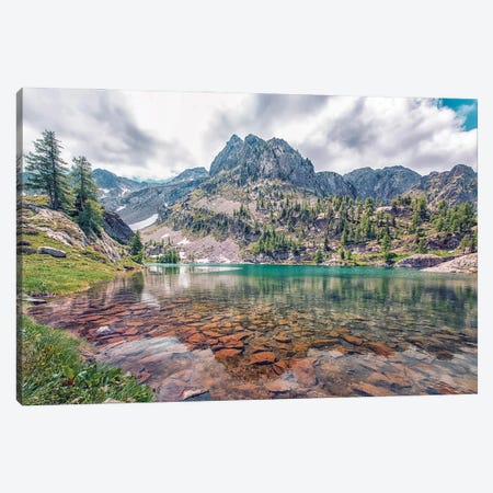 French Alps Lake Canvas Print #EMN1216} by Manjik Pictures Canvas Wall Art