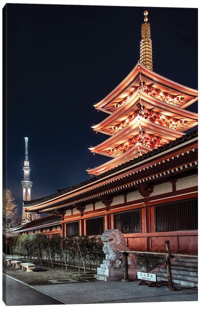 Tokyo By Night Canvas Art Print - Manjik Pictures