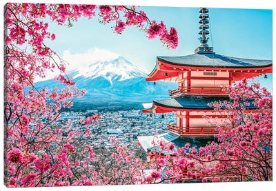Japanese Landscape Canvas Art Print - Pagodas