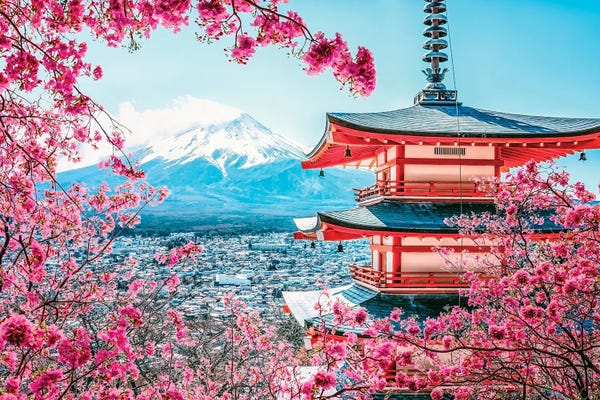 Pagodas: Japanese Landscape by Manjik Pictures