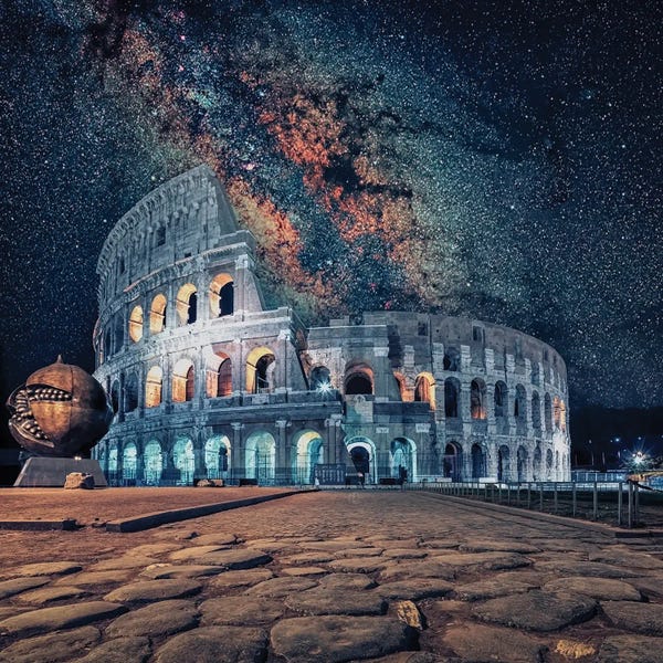 Ancient Ruins: Night In Rome City by Manjik Pictures