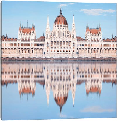 Hungarian Parliament Reflection Canvas Art Print - Hungary
