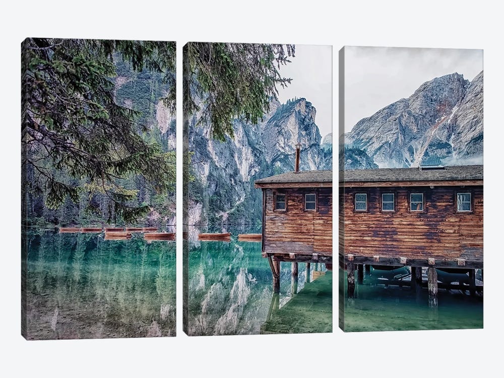 The Wooden Cabin by Manjik Pictures 3-piece Art Print