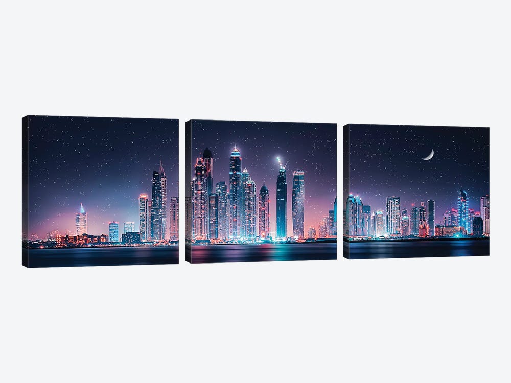 Under The Moonlight by Manjik Pictures 3-piece Canvas Artwork
