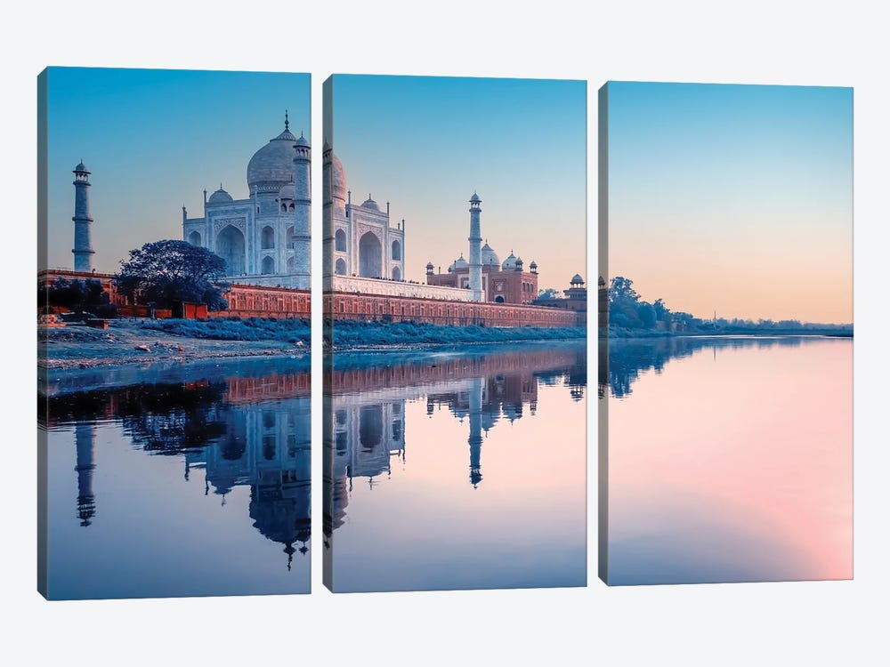 Blue Taj Mahal by Manjik Pictures 3-piece Canvas Artwork