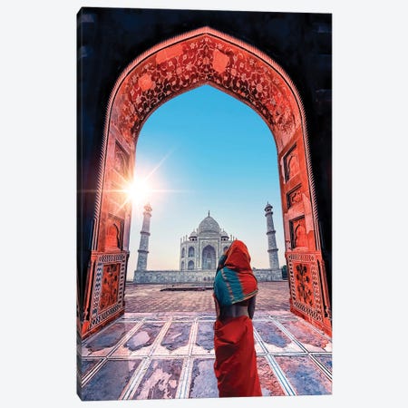 The Colors Of The Taj Mahal Canvas Print #EMN1259} by Manjik Pictures Canvas Print