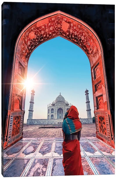The Colors Of The Taj Mahal Canvas Art Print - The Seven Wonders of the World