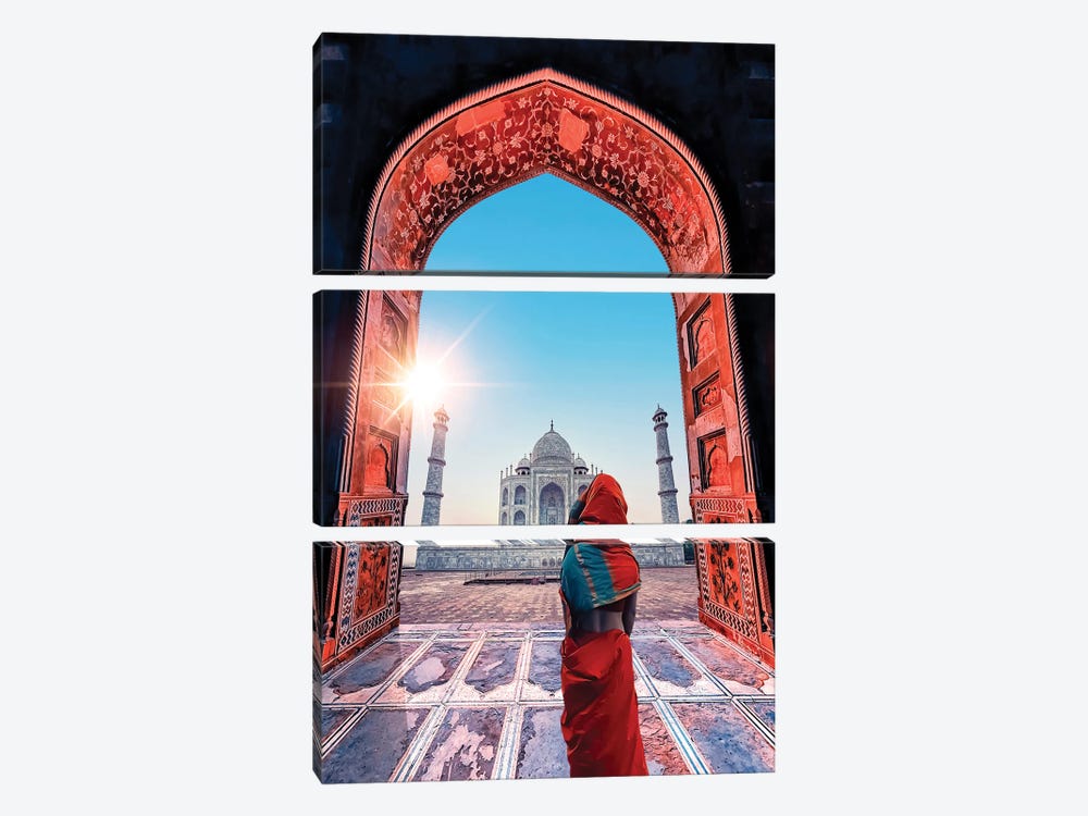 The Colors Of The Taj Mahal by Manjik Pictures 3-piece Art Print