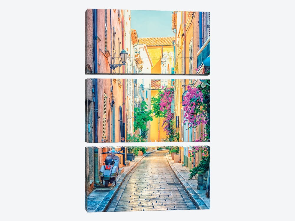 Saint-Tropez Street by Manjik Pictures 3-piece Canvas Art