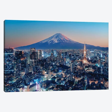 Tokyo Sunset Canvas Print #EMN1263} by Manjik Pictures Canvas Wall Art