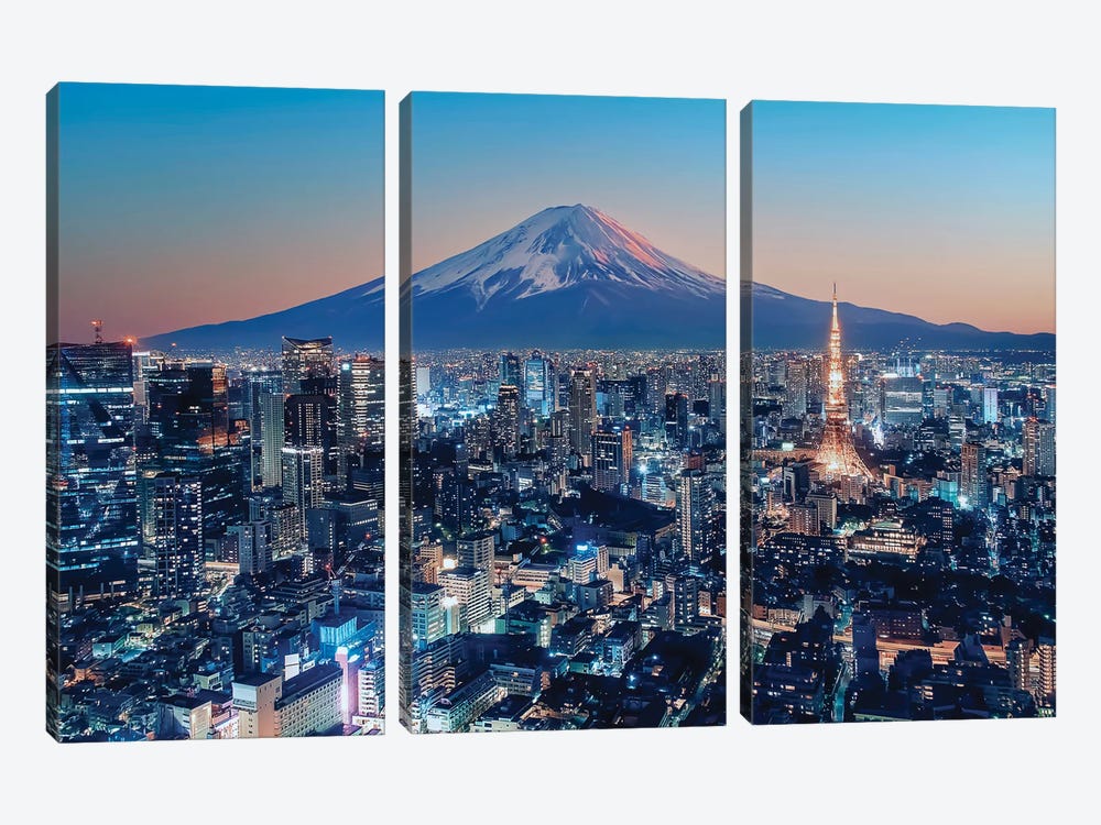 Tokyo Sunset by Manjik Pictures 3-piece Canvas Wall Art