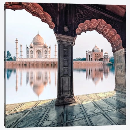 The Taj By The Arch Canvas Print #EMN1265} by Manjik Pictures Canvas Art Print