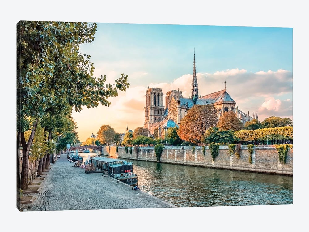 Notre Dame Sunset by Manjik Pictures 1-piece Art Print