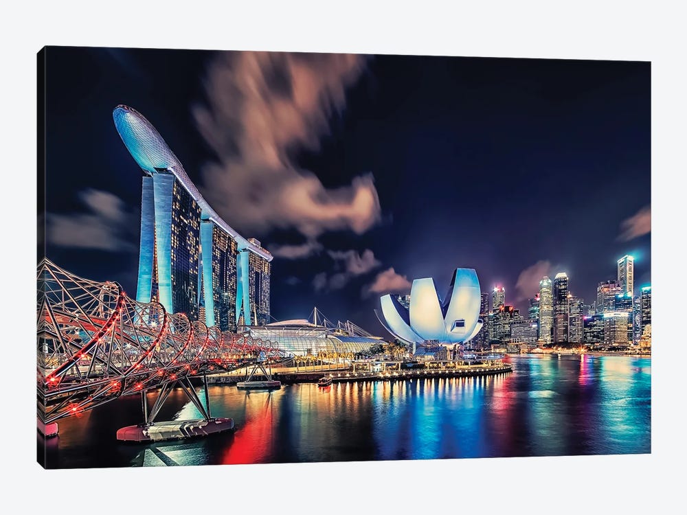 Marina Bay By Night by Manjik Pictures 1-piece Canvas Art