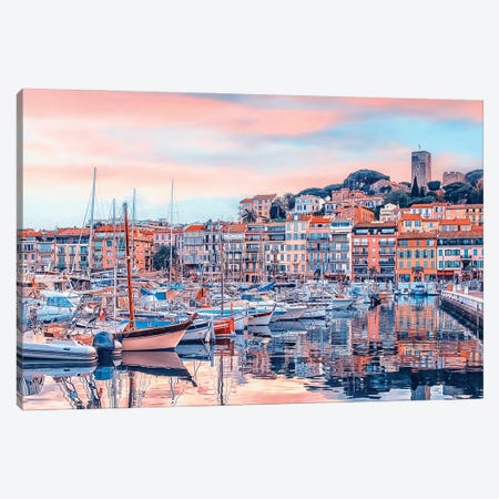 Cannes At Sunset Canvas Print #EMN1278} by Manjik Pictures Art Print