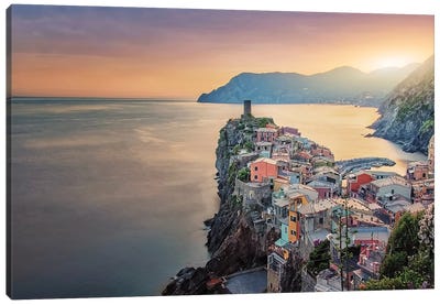Vernazza In The Evening Canvas Art Print - Manjik Pictures
