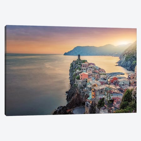 Vernazza In The Evening Canvas Print #EMN127} by Manjik Pictures Canvas Art