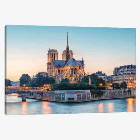 Notre-Dame At Sunset Canvas Print #EMN1280} by Manjik Pictures Canvas Art