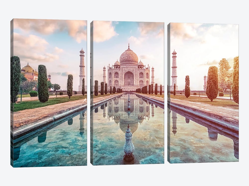 Sweet Light Over The Taj Mahal by Manjik Pictures 3-piece Art Print