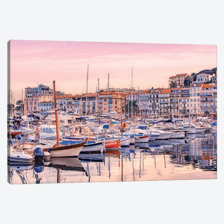Old Harbor In Cannes Canvas Print #EMN1299} by Manjik Pictures Art Print