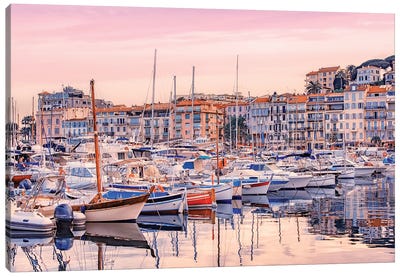 Old Harbor In Cannes Canvas Art Print