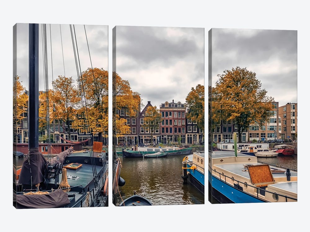 Amsterdam At Fall by Manjik Pictures 3-piece Canvas Artwork