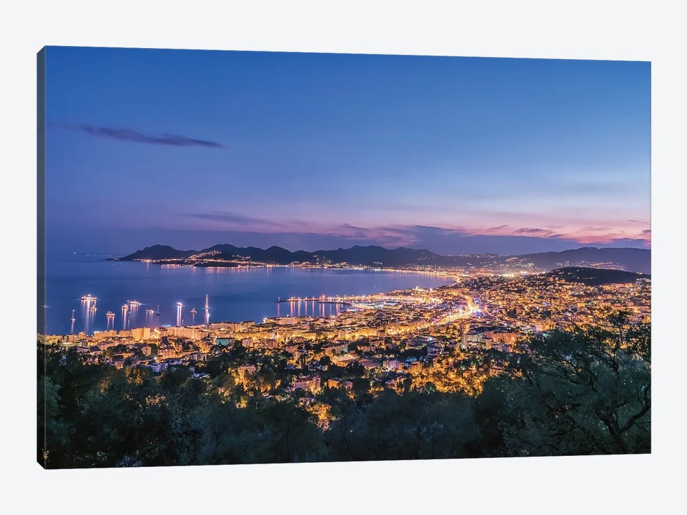 Cannes At Dusk by Manjik Pictures 1-piece Canvas Print