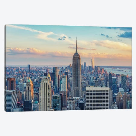 New York Sunset Canvas Print #EMN1358} by Manjik Pictures Canvas Art