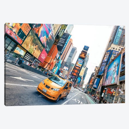 Yellow Taxi Canvas Print #EMN1361} by Manjik Pictures Canvas Print