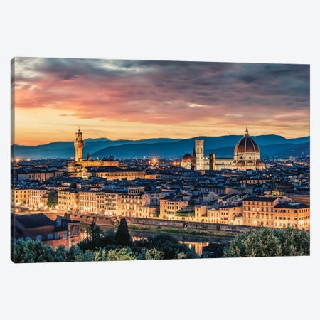 Florence At Sunset Canvas Print #EMN136} by Manjik Pictures Art Print