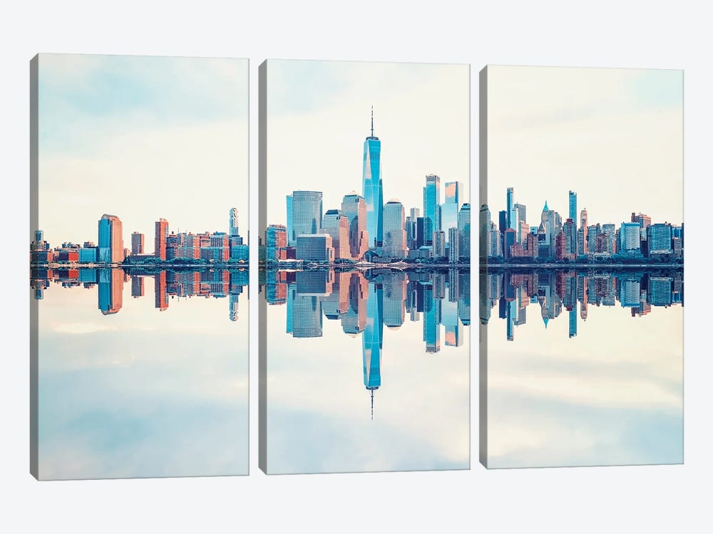 Manhattan Reflection by Manjik Pictures 3-piece Canvas Print