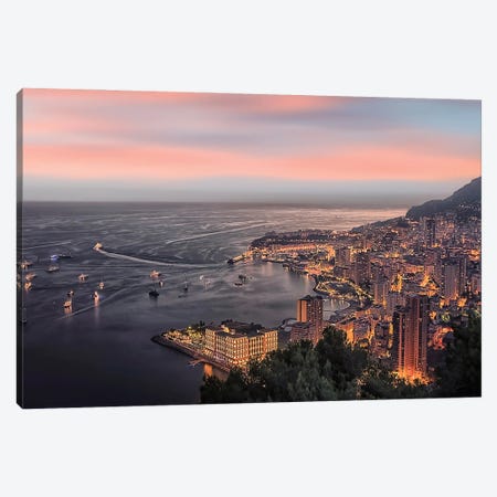 Monaco Sunset Canvas Print #EMN1376} by Manjik Pictures Canvas Print