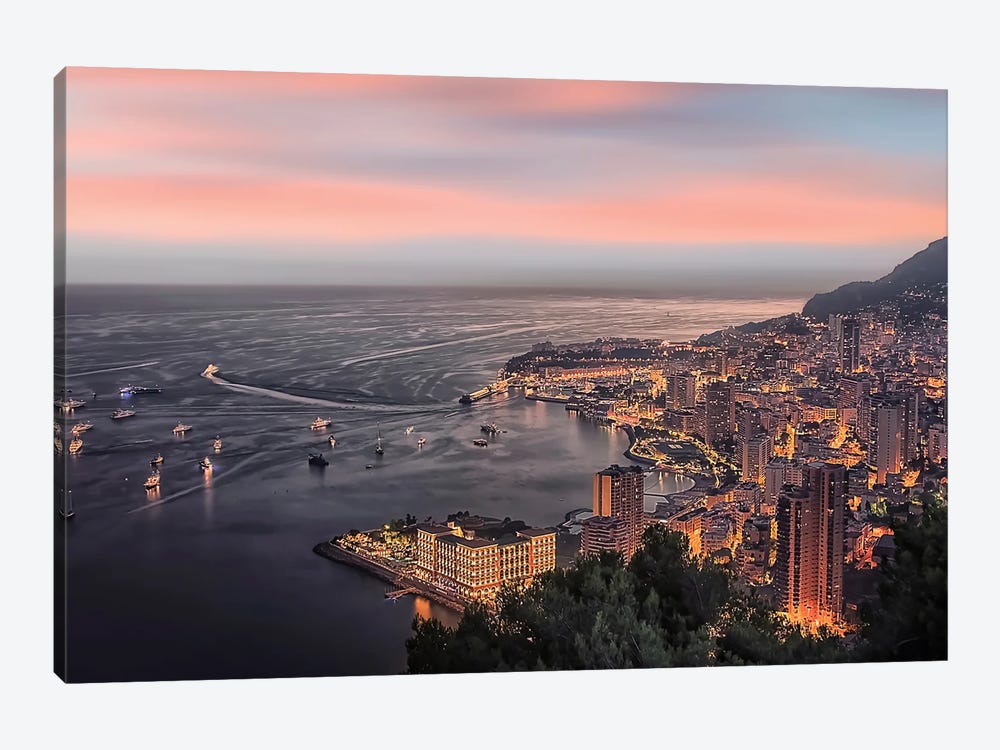 Monaco Sunset by Manjik Pictures 1-piece Canvas Print