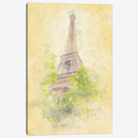 Eiffel Watercolor Canvas Print #EMN1378} by Manjik Pictures Canvas Wall Art