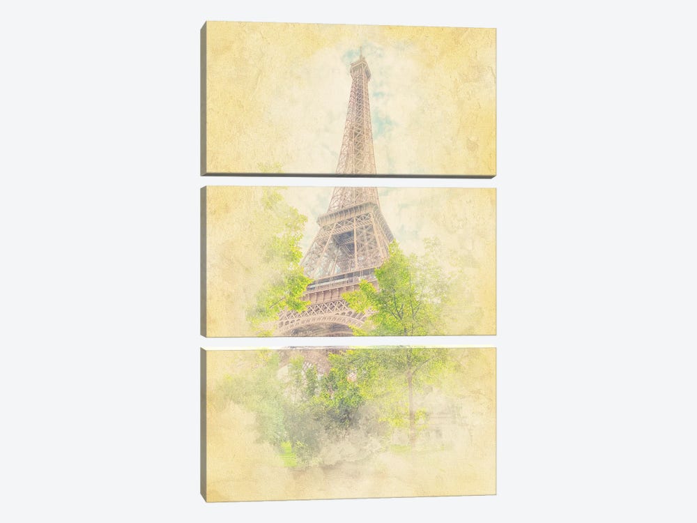 Eiffel Watercolor by Manjik Pictures 3-piece Canvas Art Print