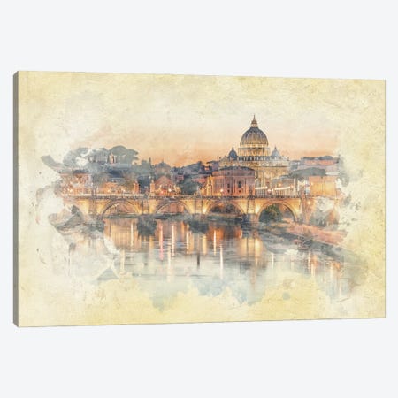 Rome Watercolor Canvas Print #EMN1380} by Manjik Pictures Canvas Art Print