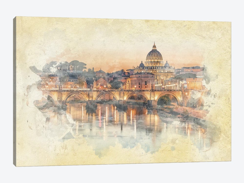 Rome Watercolor by Manjik Pictures 1-piece Canvas Wall Art