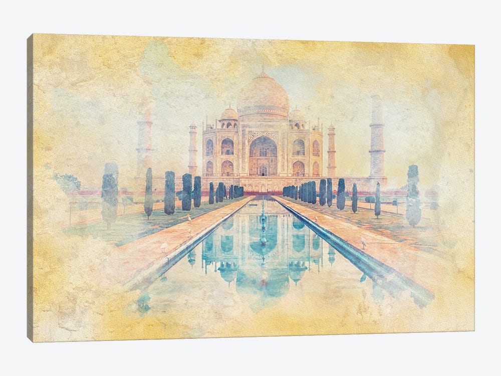 Taj Mahal Watercolor by Manjik Pictures 1-piece Canvas Art Print
