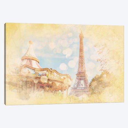 Paris Watercolor Canvas Print #EMN1382} by Manjik Pictures Canvas Art Print