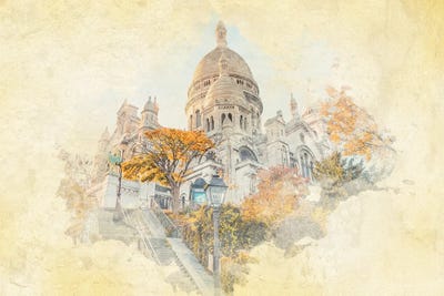 Sacred Heart Watercolor by Manjik Pictures canvas print