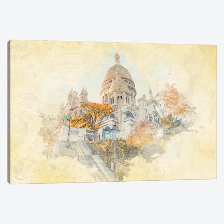 Sacred Heart Watercolor Canvas Print #EMN1383} by Manjik Pictures Art Print