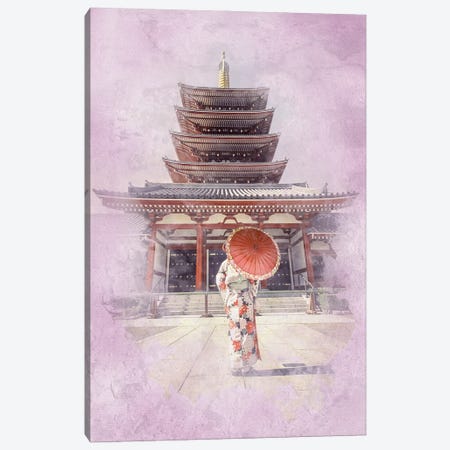 Tokyo Watercolor Canvas Print #EMN1384} by Manjik Pictures Canvas Wall Art
