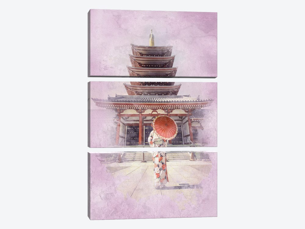 Tokyo Watercolor by Manjik Pictures 3-piece Canvas Art