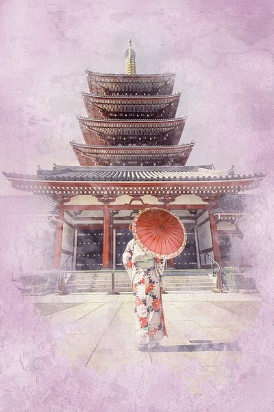 Pagodas: Tokyo Watercolor by Manjik Pictures