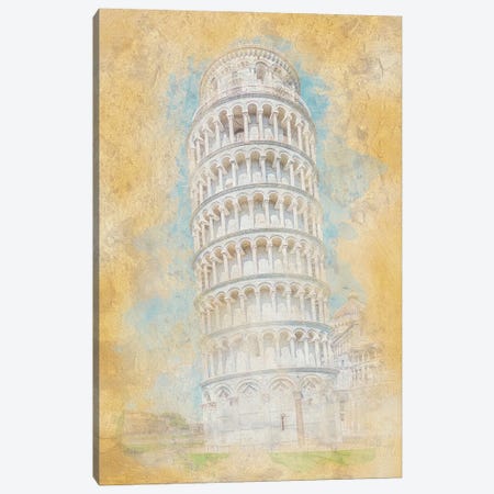 Pisa Watercolor Canvas Print #EMN1385} by Manjik Pictures Canvas Art
